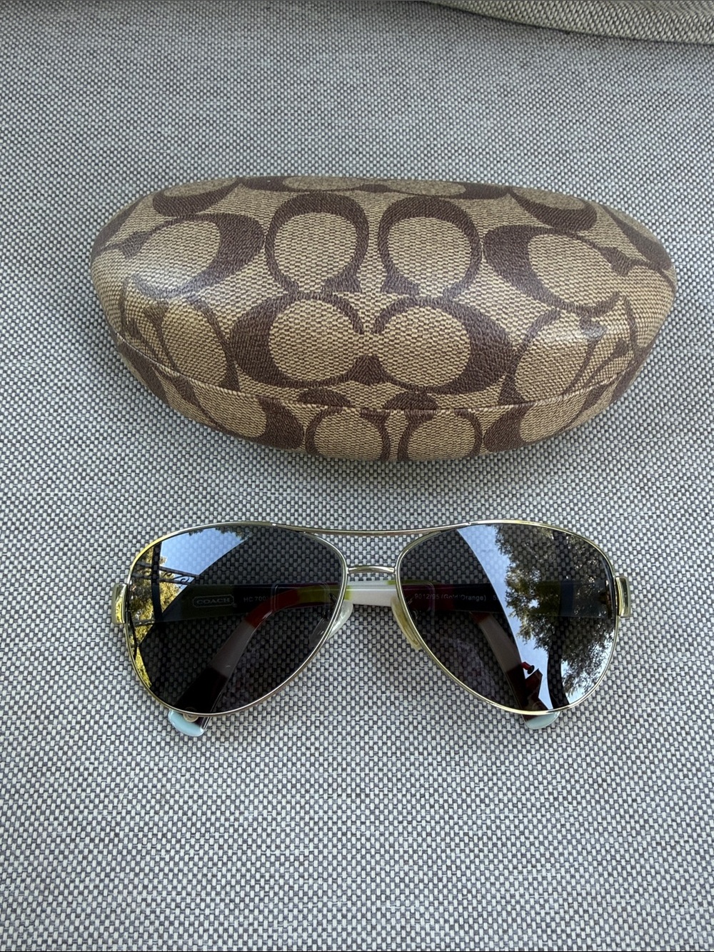 Coach Aviator Sunglasses in Gold with Dark Lenses